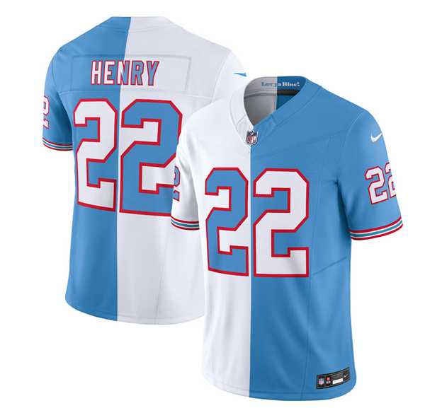 Men's Tennessee Titans #22 Derrick Henry White Blue 2023 F.U.S.E. Split Vapor Limited Throwback Jersey,We sell and wholesale Men's Tennessee Titans #22 Derrick Henry White Blue 2023 F.U.S.E. Split Vapor Limited Throwback Jersey on line form chian!